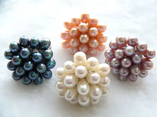 FREE shipping&gt &gt&gt&gtwholesale 4piece 25mm white pink purple natural freshwater pearls ring a289 | Украшения и аксессуары