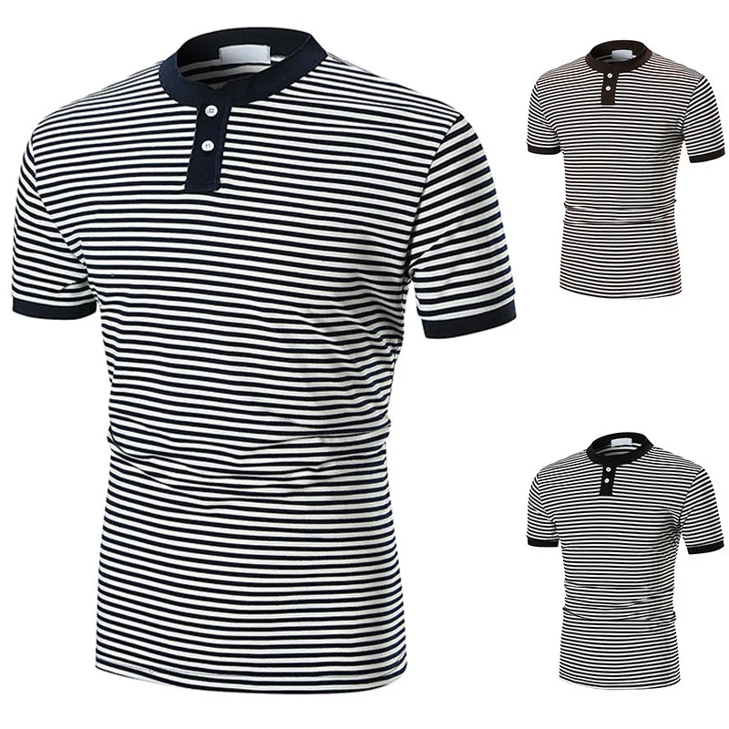 

2018 Men's Wear New Pattern Stripe Leisure Time Short Sleeve T Pity Male Fashion Man Stand Lead T T-shirt oodji lol fitness 30