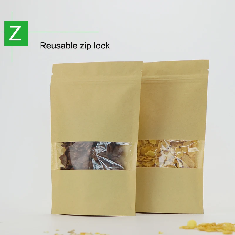 Стоьте вверх мешки с молнией коричневого крафт бумаги замком мешок