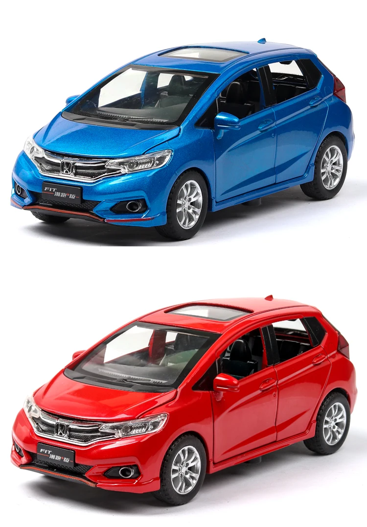 Горячая 1:32, модель автомобиля из сплава, высокая имитация, Honda Fit, металлические литые игрушки, игрушечные транспортные средства, оттягивающие назад, мигающие музыкальные детские игрушки