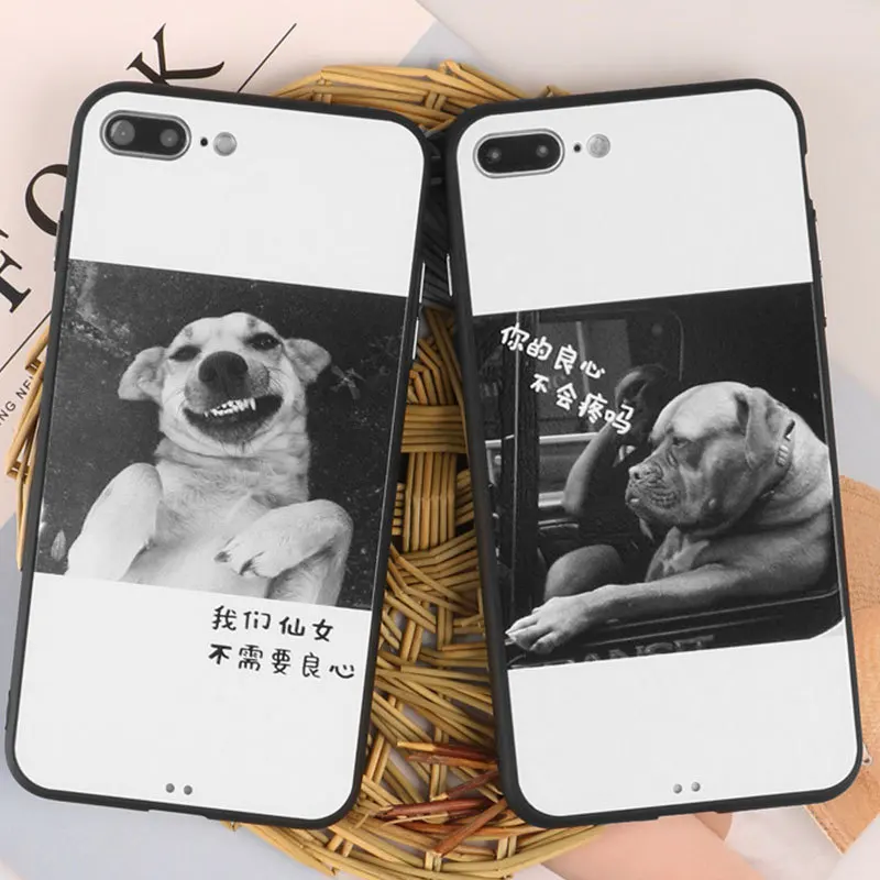 Y-ZU чехол для телефона iPhone 6 6s 7 8 plus X личность оригинальность смешная собака рука