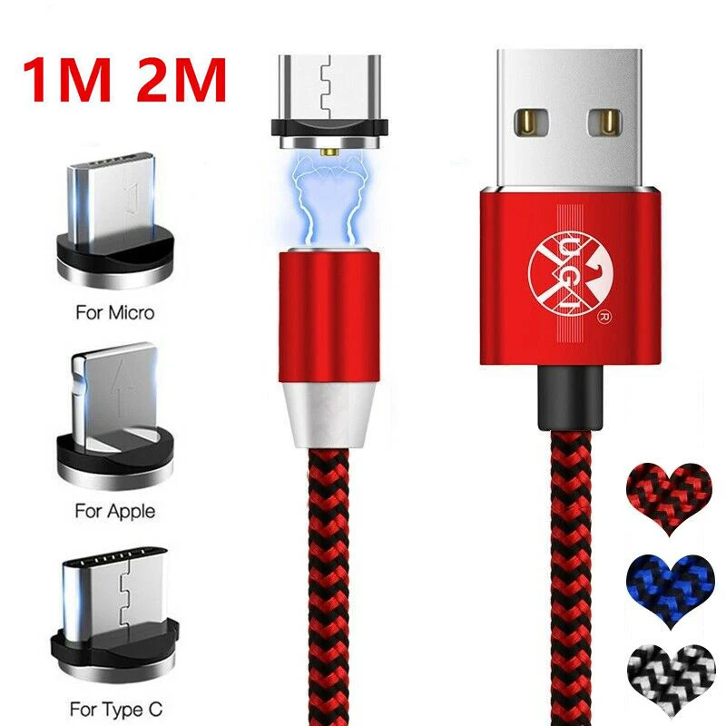 1 м 2 Круглый Магнитный usb разъем для быстрой зарядки зарядного устройства кабель