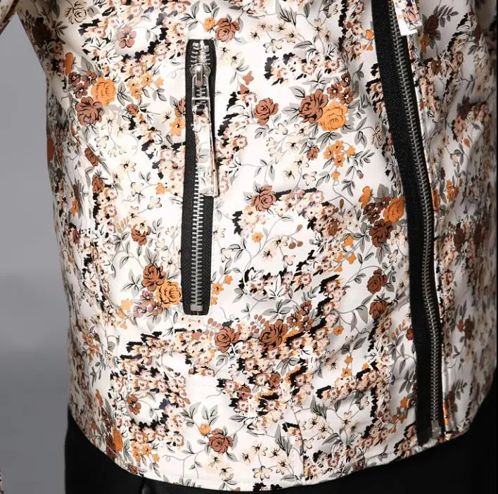 

Autumn motorcycle mens leather jacket slim printing mens winter leather jackets oblique zipper jaqueta de couro singer dance