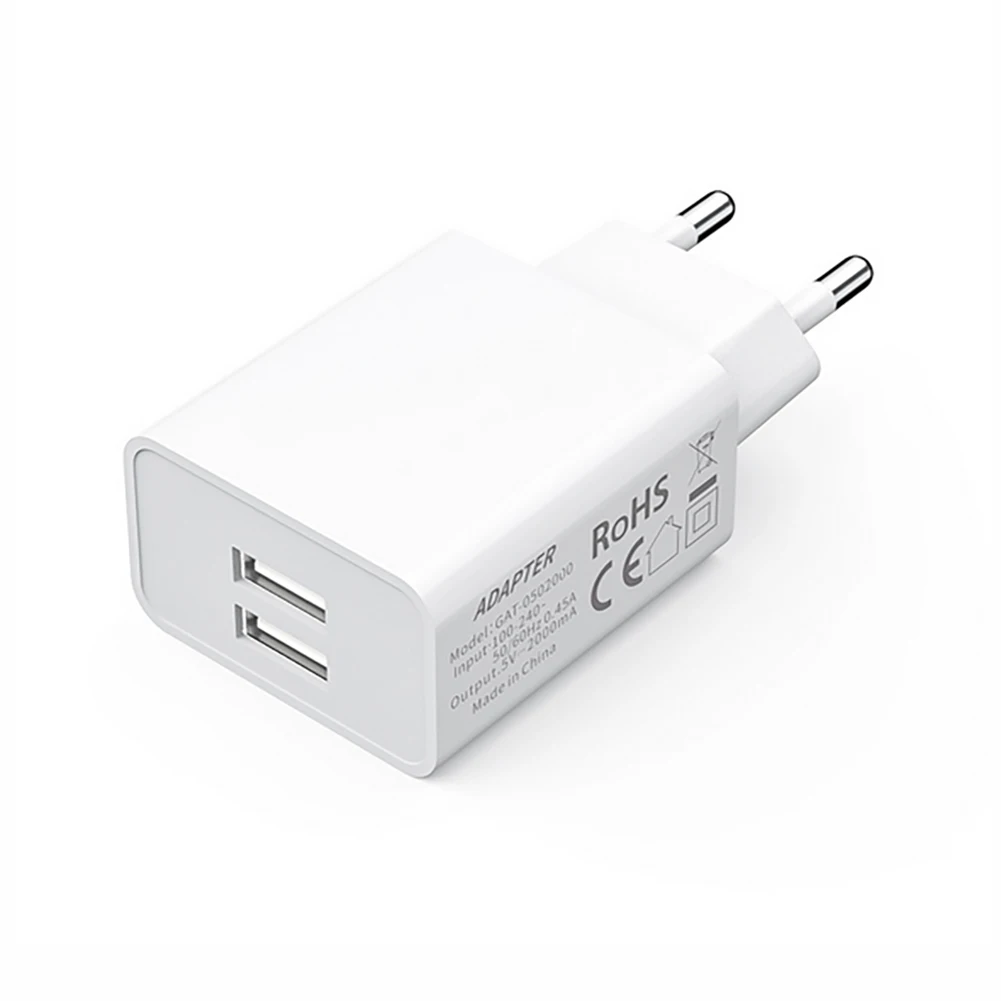 White Зарядное устройство для быстрой зарядки, 5 В, 2 А, два порта, USB, для мобильного телефона, настенное зарядное устройство, адаптер для iPhone, samsung, huawei, универсальное зарядное устройство - Цвет: White