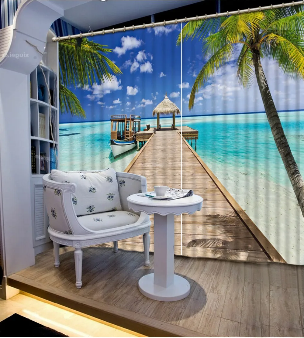 Роскошные затемняющие 3d оконные шторы с деревянной перемычкой занавески на