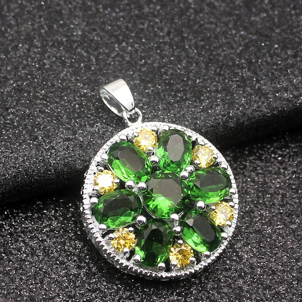 Светящаяся желтая цитрина GreenTopaz 925 стерлингового серебра Подвески серебряного