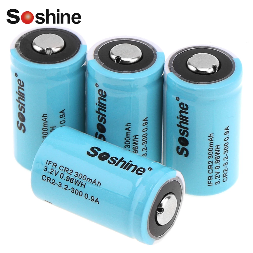 4 шт./лот Soshine IFR CR2 аккумуляторная батарея 3 2 V 300mAh LiFePO4 CR для фонарика налобный
