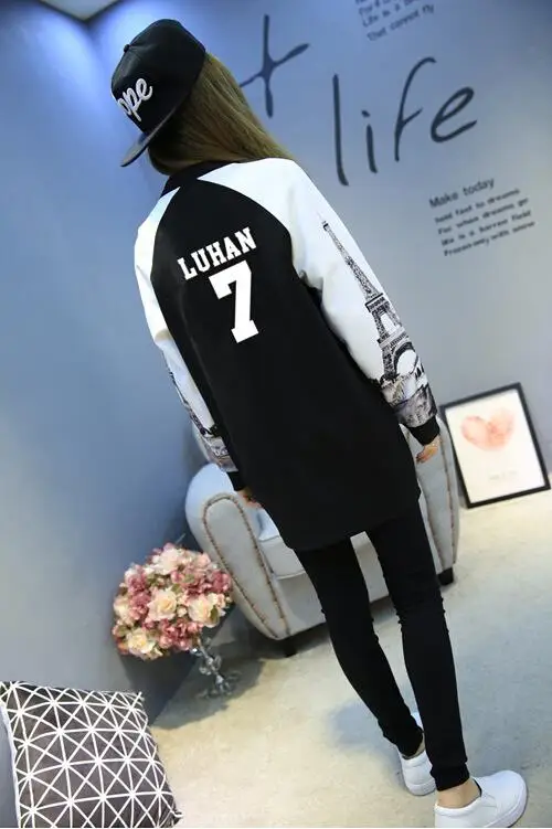 Куртка Kpop exo Luhan Sehun осенне-зимняя куртка для женщин и мужчин свободная толстовка с
