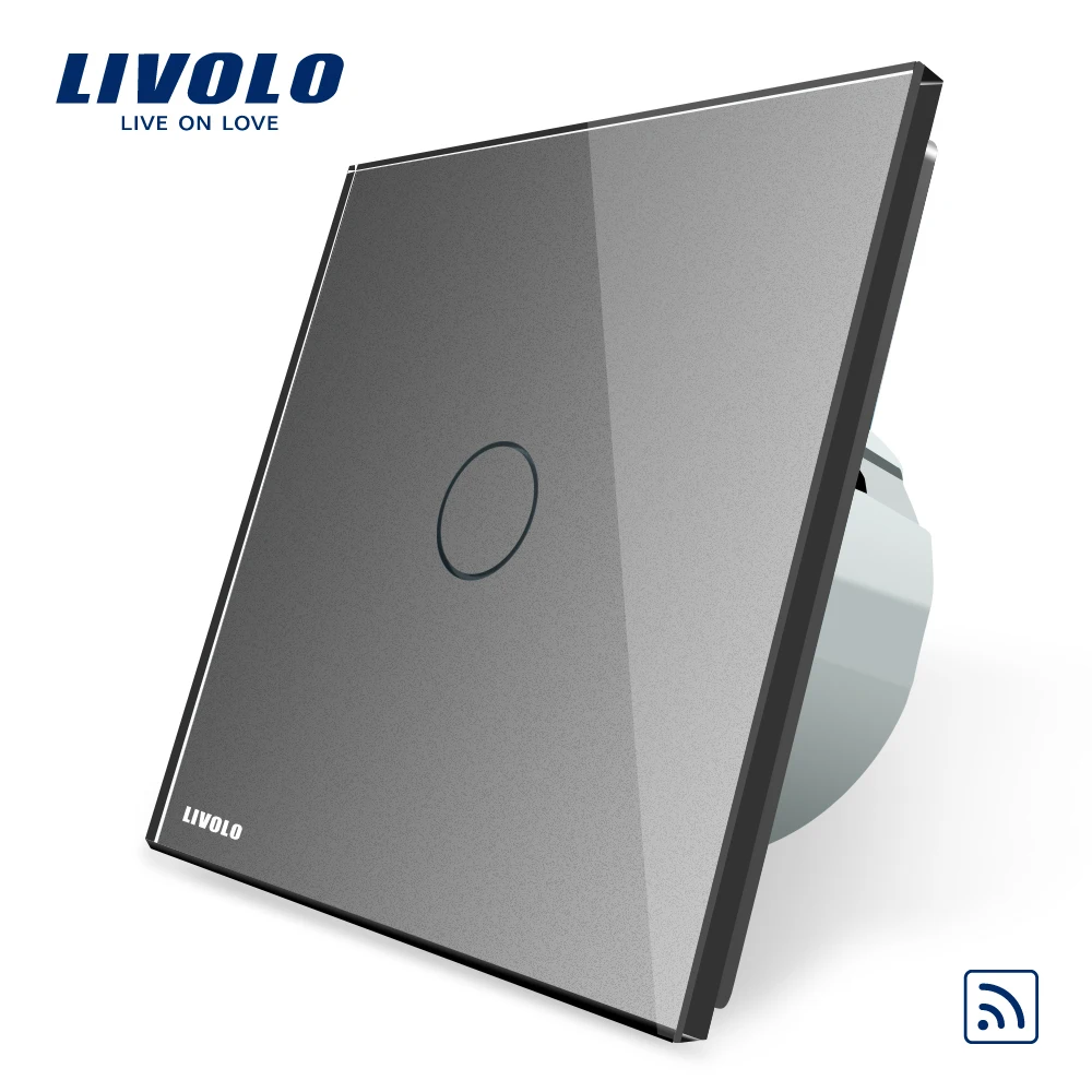 Livolo ЕС Стандартный настенный светильник Remote Touch Выключатель 1 gang 1way Стекло Панель