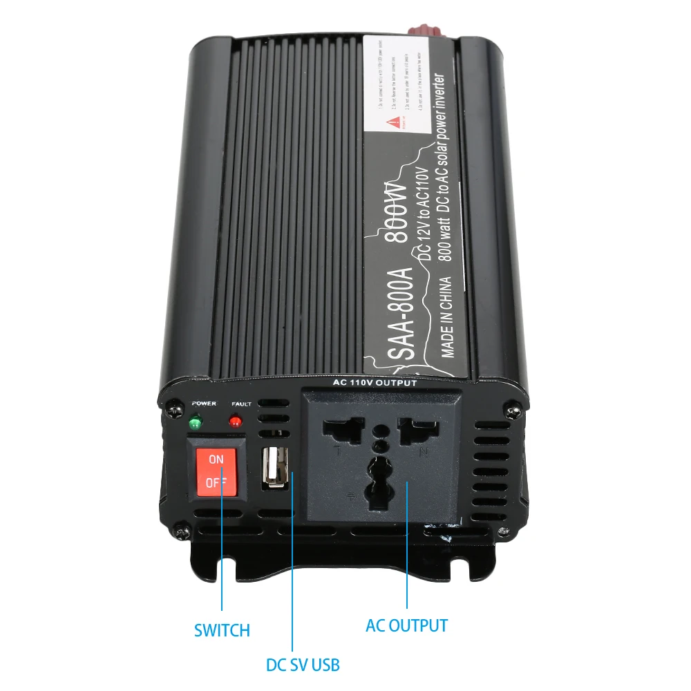 Автомобильный преобразователь напряжения 400W 800W DC12V к AC110V модифицированный