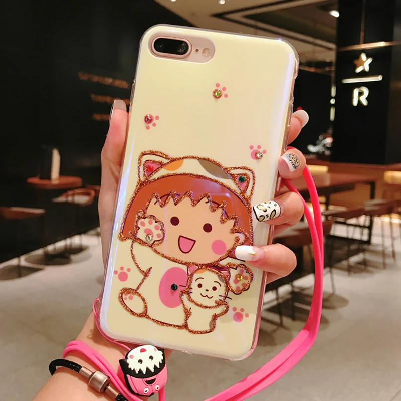 Задняя крышка для iPhone XS MAX/XR Chibi Maruko милое закаленное стекло с изображением кошки