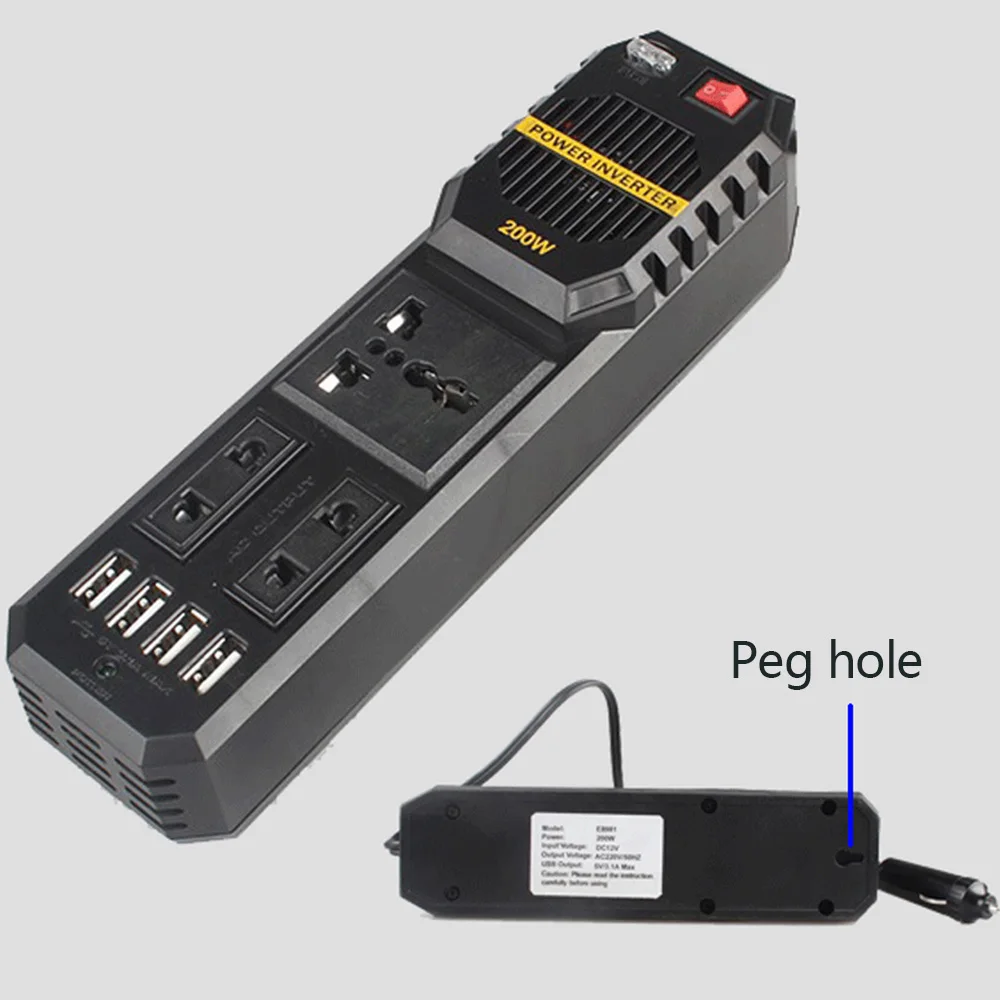 200W DC 12V To AC 220V 2017 Новый инвертор мощности для автомобиля напряжение USB-адаптер