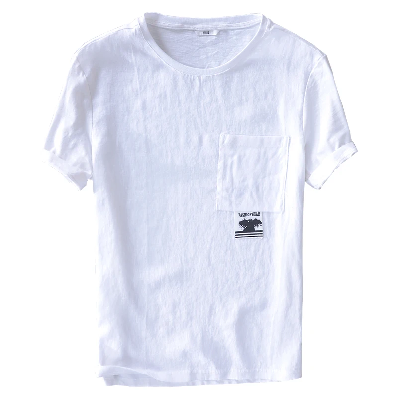 

Дизайнерская брендовая футболка с коротким рукавом, Мужская модная летняя футболка, Мужская льняная и хлопковая футболка, мужские топы, Пов...