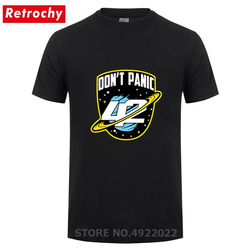 Retro Science Guide Tshirt The answer to everything 42 T shirt Men's dont panic sci-fi Hitchhiker To Galaxy T-shirt | Мужская одежда