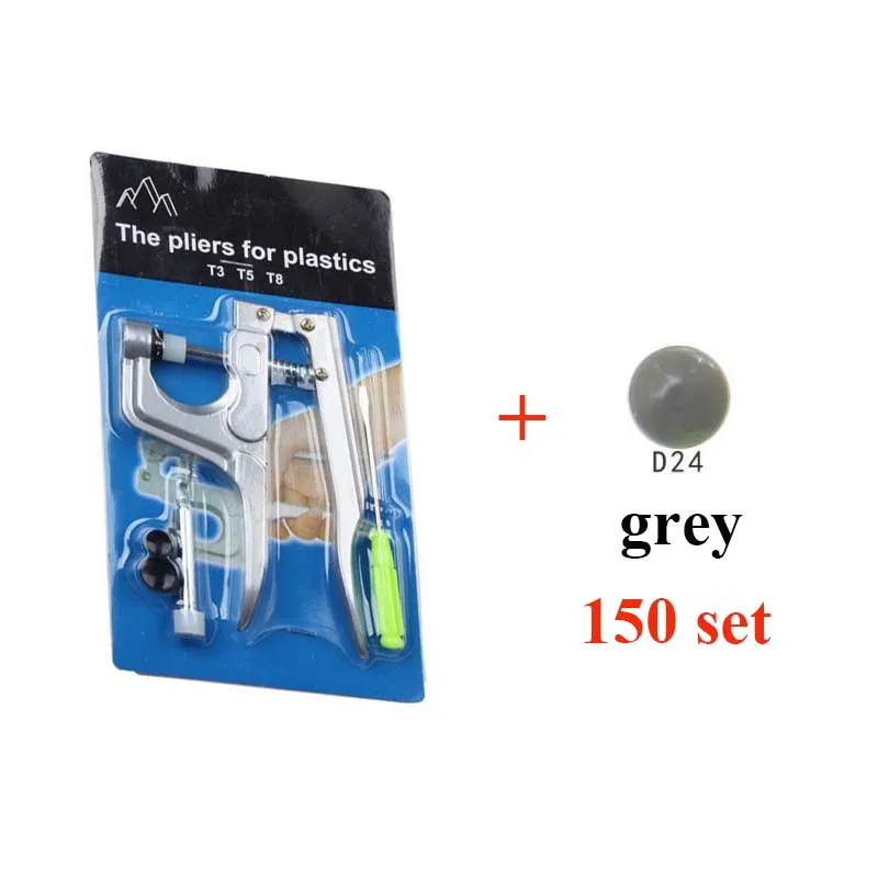 plier and 150 grey U-образная застежка, плоскогубцы, кнопка KAM+ 150, набор T5, пластиковая полимерная кнопка, кнопка, пресс-шпилька, ткань, кнопка, пресс-машина, швейный инструмент - Цвет: plier and 150 grey