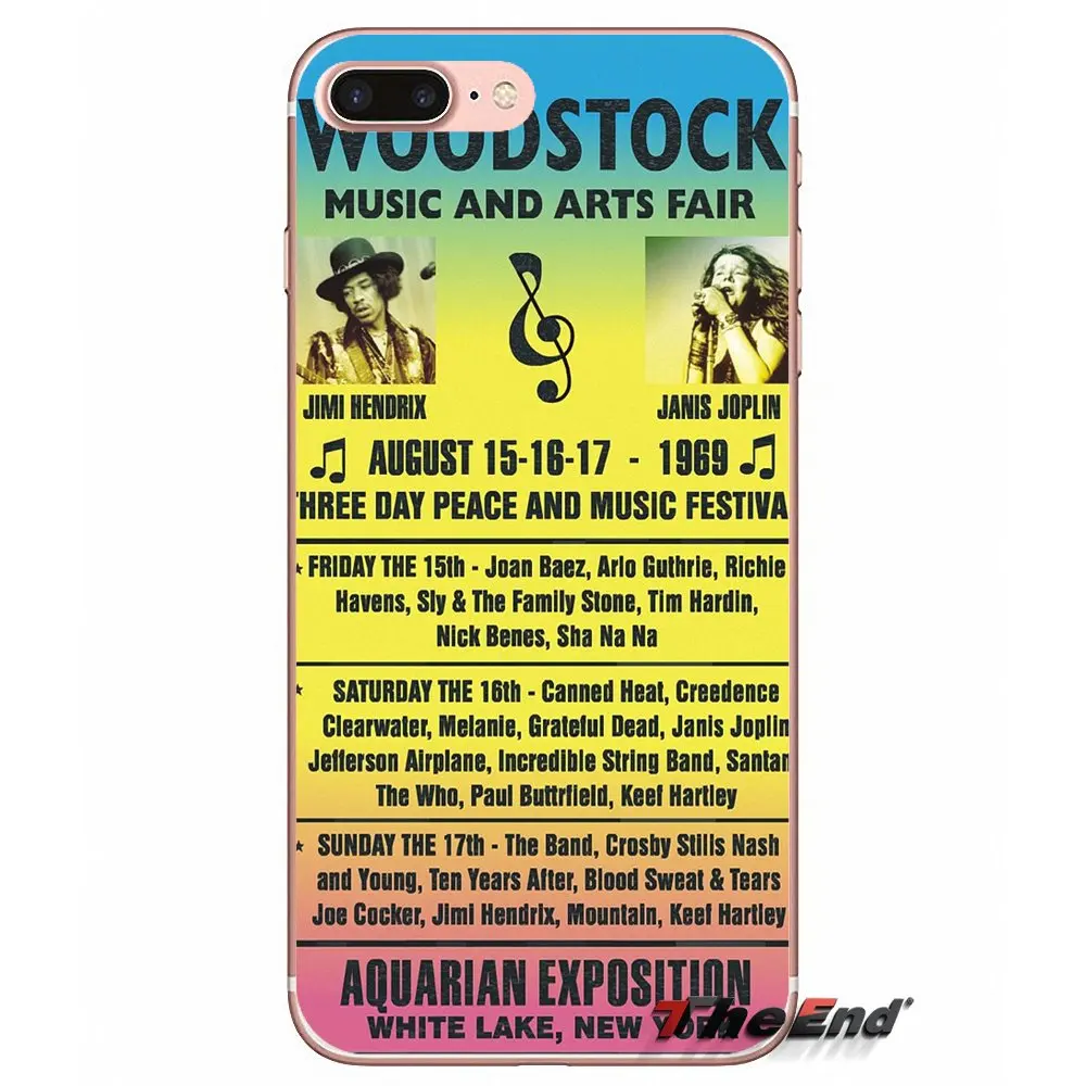 Силиконовый чехол для iPhone X 4 4S 5 5S 5C SE 6 6S 7 8 Plus Samsung Galaxy J1 J3 J5 J7 A3 A5 2016 2017 Woodstock Rock Festival |