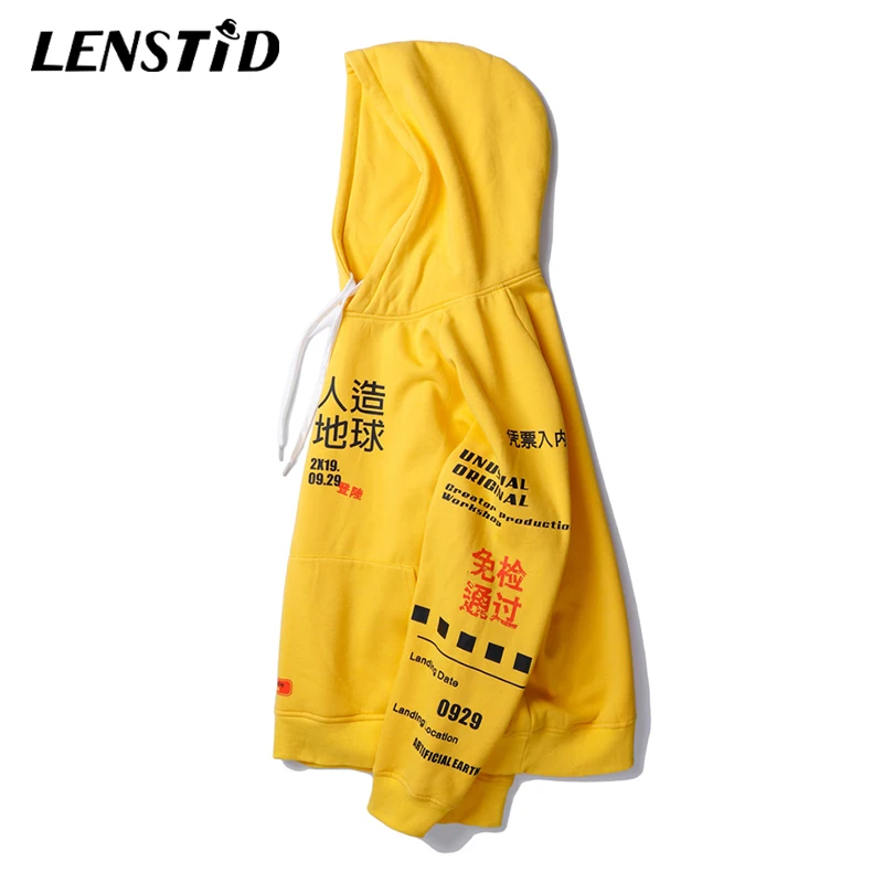 LENSTID 2019 Harajuku Графический граффити канджи хип хоп Уличная толстовка хлопок осень