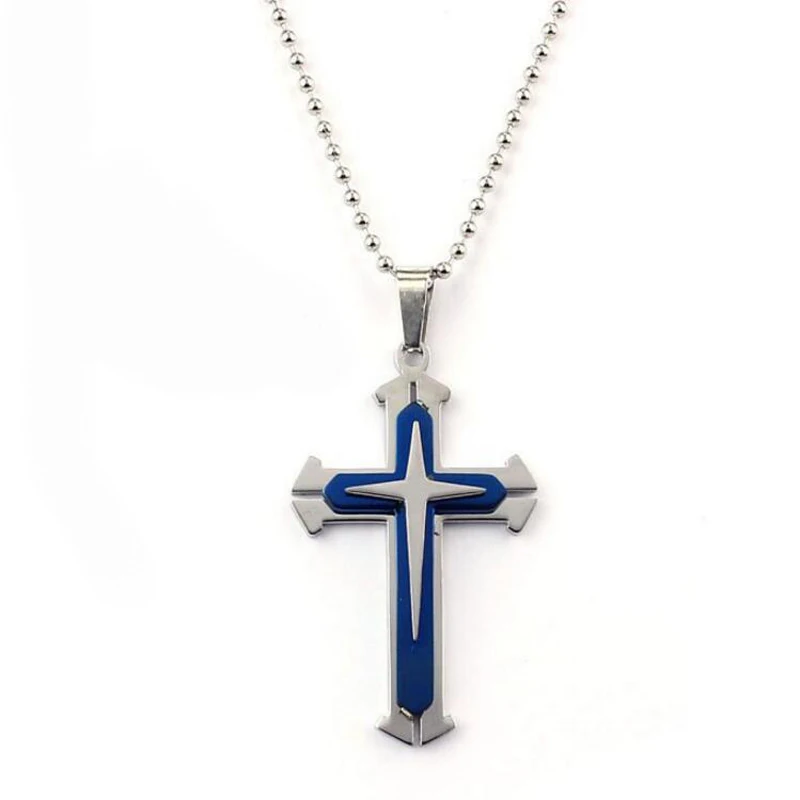 Multiple Color Cross Pendant Necklace Stainless Steel Alloy Chain Necklaces Men Women Fashion Jewelry | Украшения и аксессуары