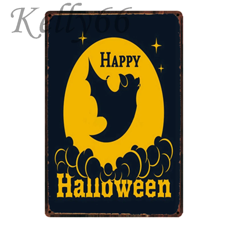 [Kelly66] и надписью &quotHappy Halloween&quot металлический знак олова плакат домашний Декор