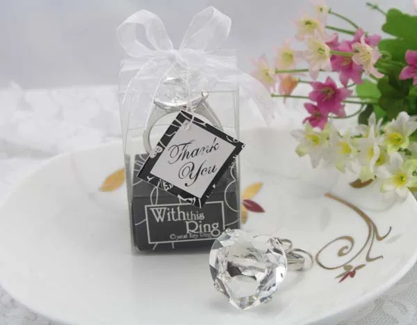 

Wedding favor--With this Ring Crystal Pink Diamond Ring Key Chain which can be used in wedding party