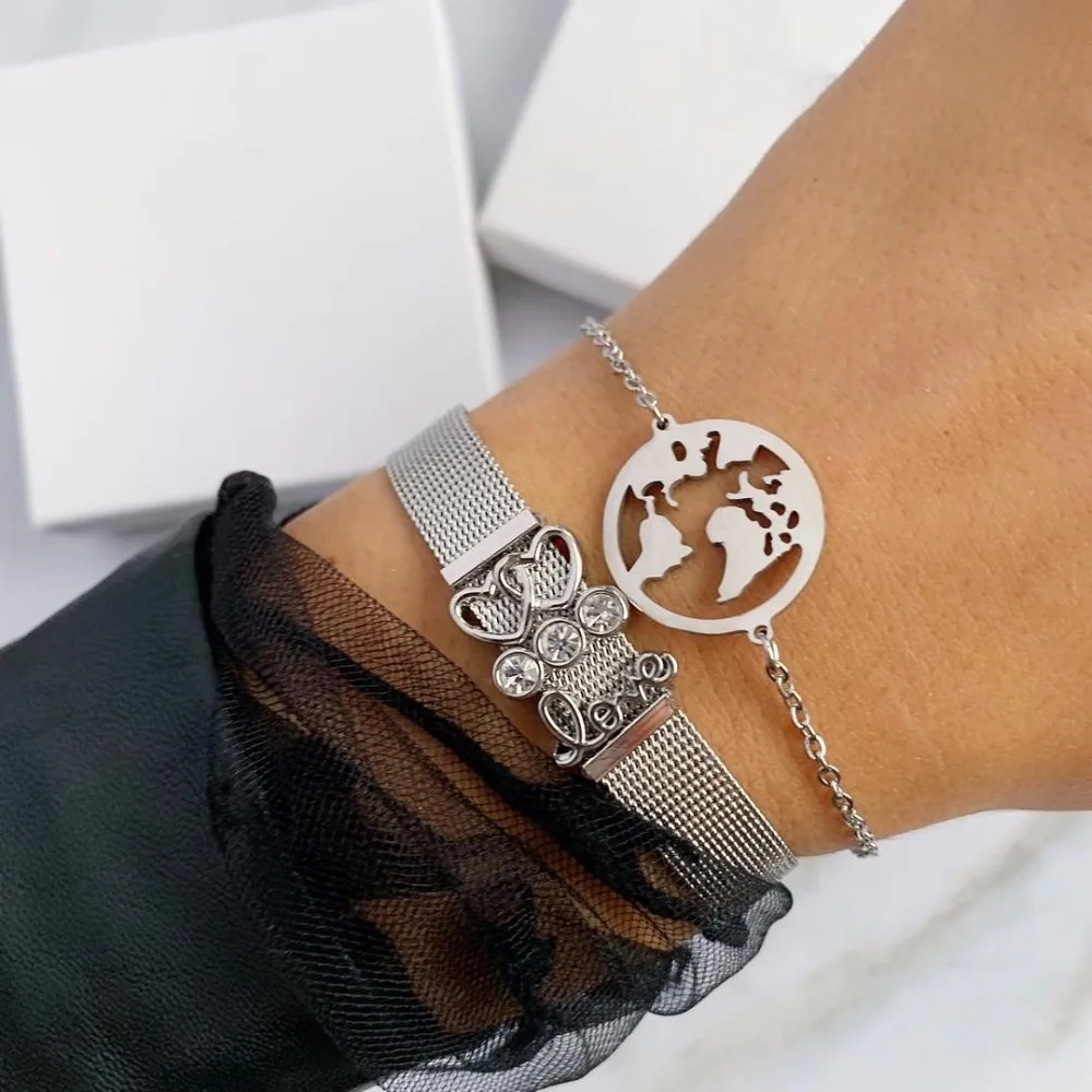 Модный браслет SANSHOOR Love Keeper с блестящим рисунком двойного сердца подвеска