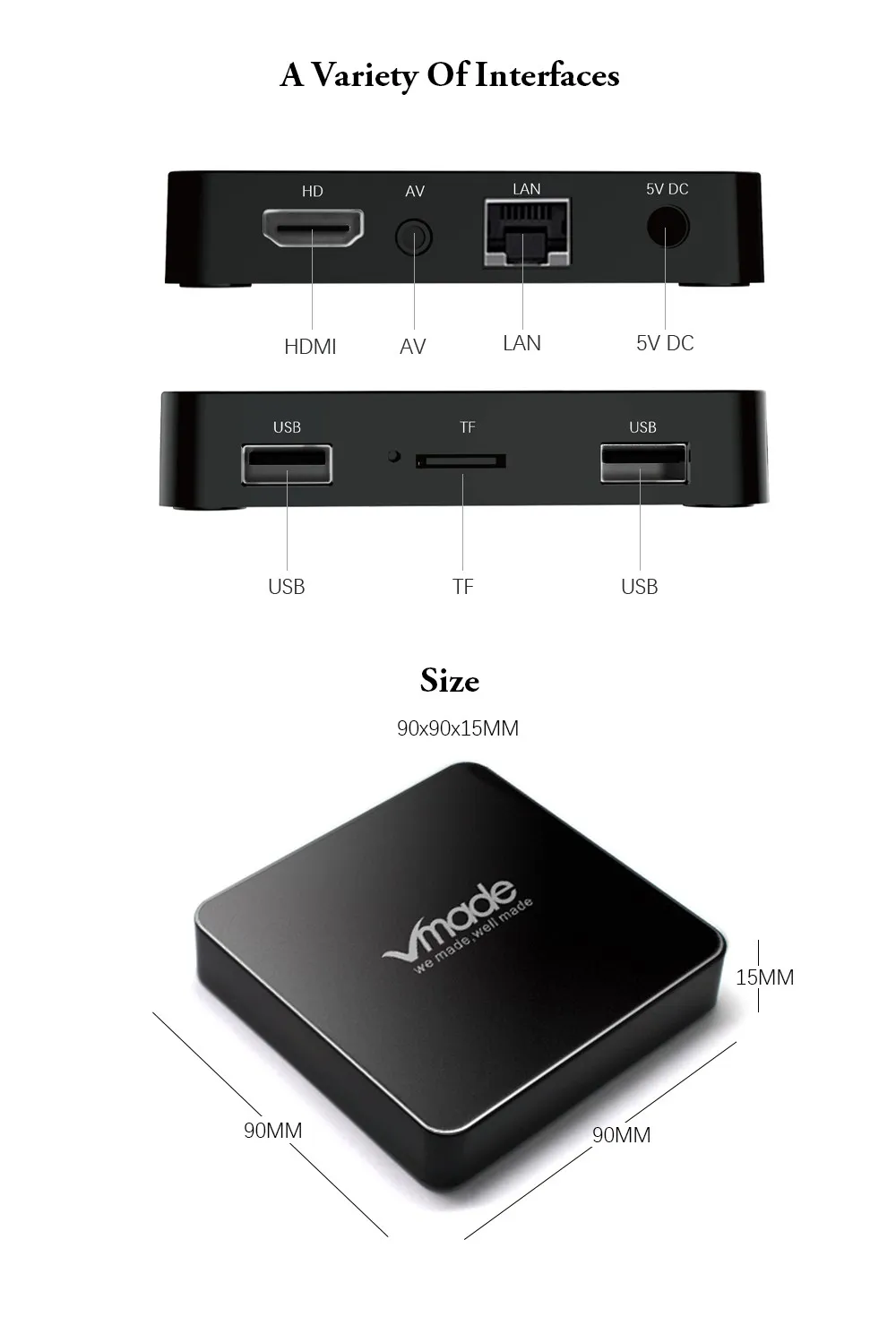 Vmade новейший V96 PRO Android 7,1 OS Amlogic S905W четырехъядерный 1G+ 8G поддержка 802,11 b/g/n wifi H.265 Смарт Мини ТВ приставка медиаплеер