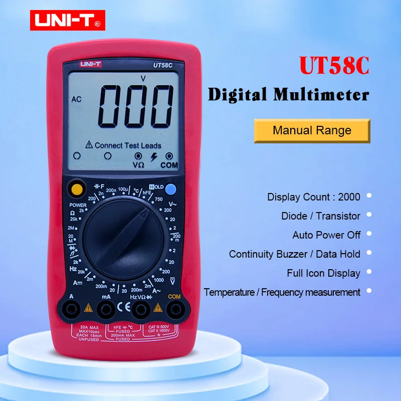 UNI-T UT58C цифровой мультиметр AC/DC Вольтметр Амперметр измеритель температуры