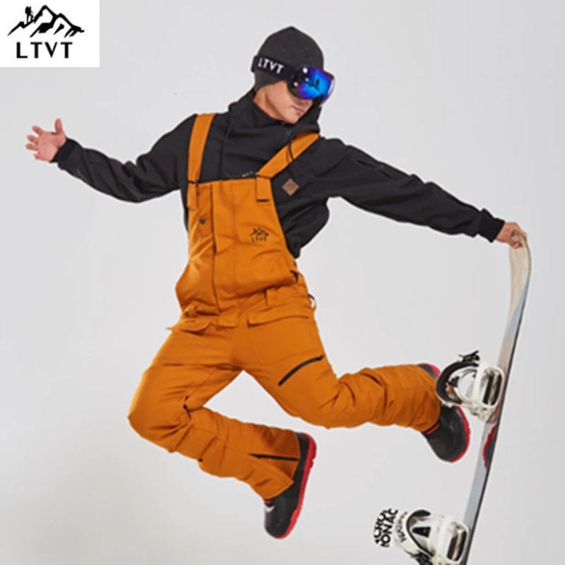 

LTVT Single Board Female Double Snowboard Bib Waterproof Black Winter Ski Indoor Ski Suspenders New Snow Women Ski Pants