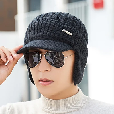 black Зимние шапки Skullies Beanies, зимние шапки бини для мужчин и женщин, шерстяной шарф, шапки, Балаклава, маска, шапка, вязаная шапка - Цвет: black