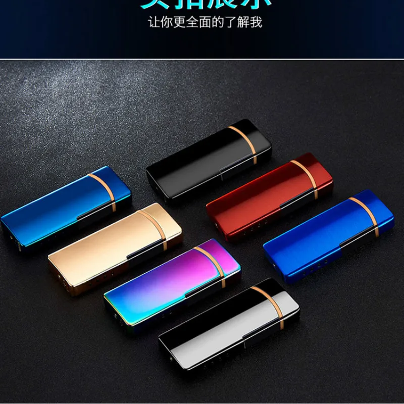Сенсорный зондирования легче USB металла перезаряжаемые ветрозащитный негорящий электрические зажигалки двойной дуги электронная плазменная зажигалка
