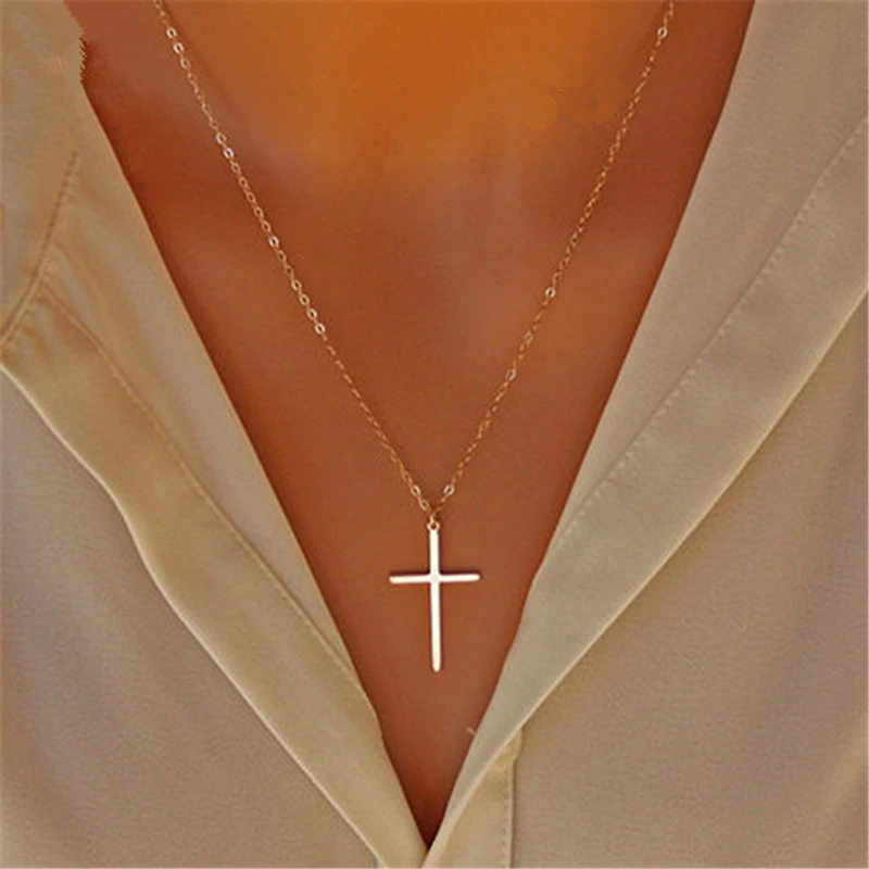 Simple Gold or  Cross Necklace Fashion Dainty Pendant Necklace for Woman Jewelry Gifts