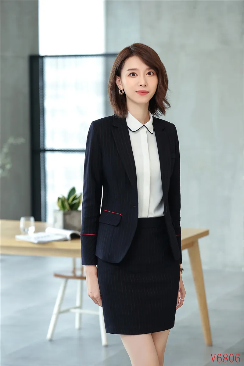 Высококачественный Официальный Черный Блейзер женские деловые костюмы юбка и