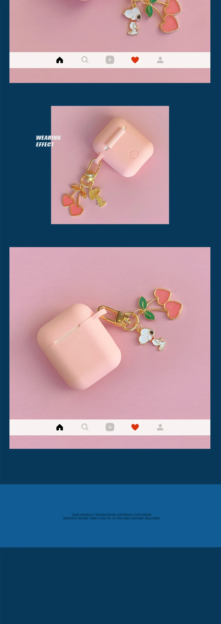 Милый мультяшный силиконовый чехол для Apple Airpods, чехол, аксессуары, Bluetooth наушники, мультяшный защитный чехол, вишневый собачий брелок