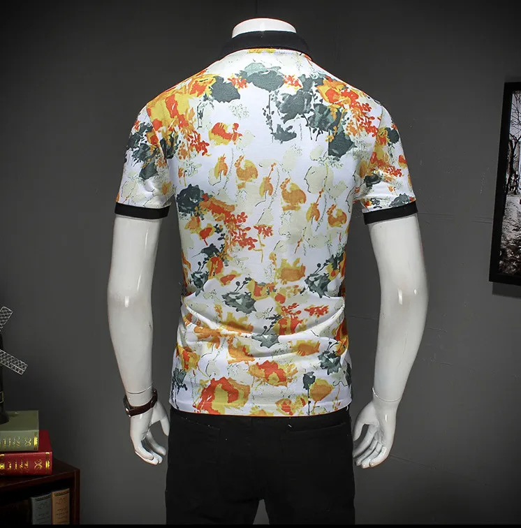 2017 Новый Дизайн мужская Мода Полосатый Лоскутная рубашки поло Мужчины С Коротким