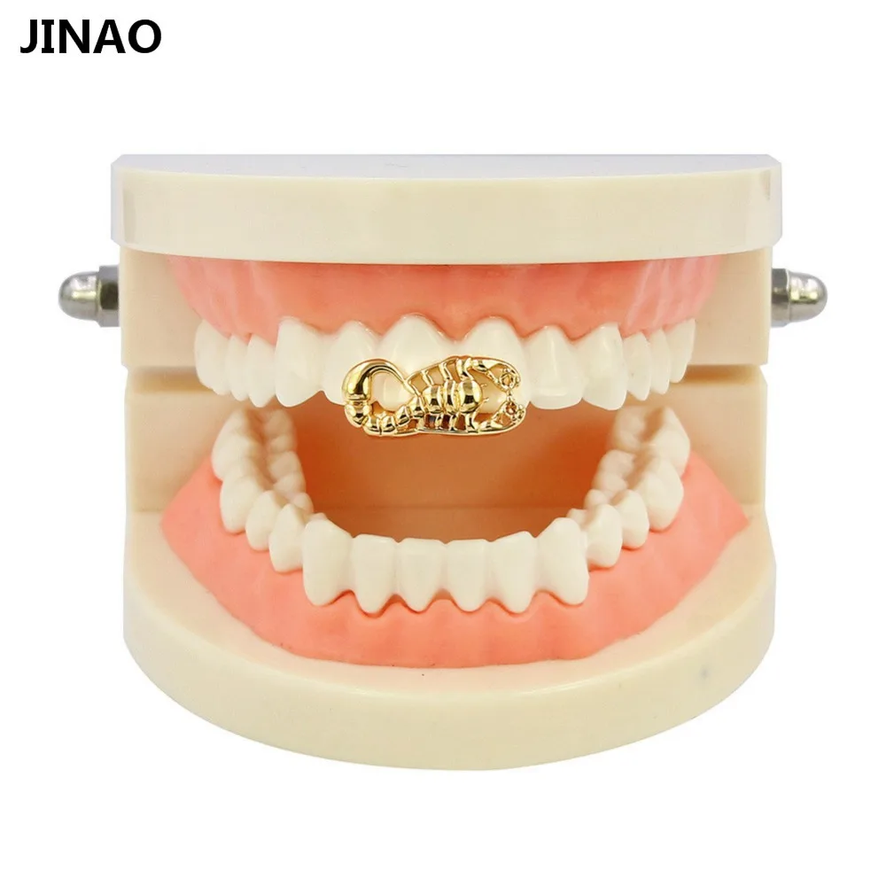 JINAO Новый пригодный Скорпион гриль Стингер зубы Grillz Gold тон для малышей с принтом