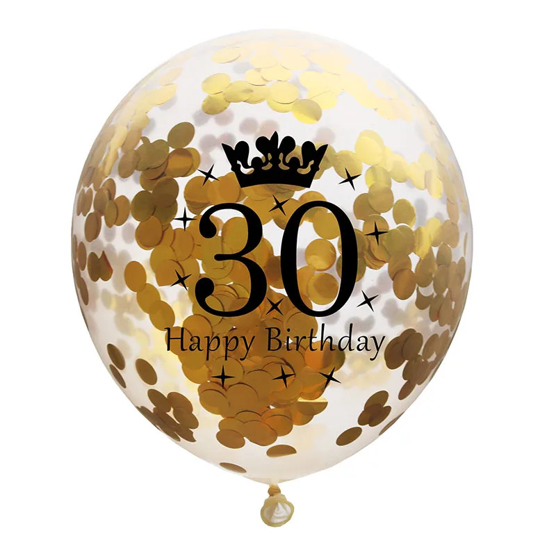 gold confetti 30 5 шт. воздушные шары с днем рождения, шары с цифрами 30 40 50 60 латексные воздушные шары для украшения свадьбы, юбилея, товары для дня рождения - Цвет: gold confetti 30