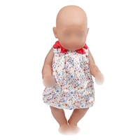 doll clothes cute white print white dress fit 43 cm baby dolls and 18 inch girl dolls clothing accessories f360