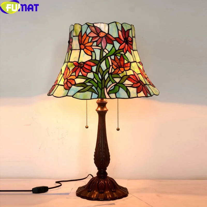 Настольная лампа FUMAT из стекла в европейском пасторальном стиле зеленая стрекоза