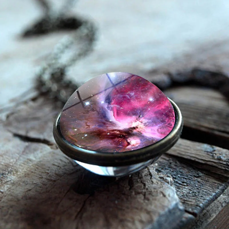 Новинка 2019 двухстороннее ожерелье с кулоном в виде туманности и галактики