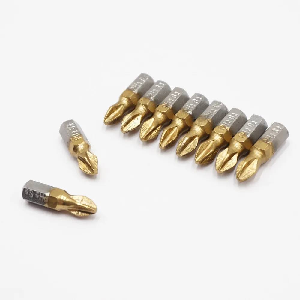 10 шт. Phillips PH2 насадки для отвертки Титан покрытием 1/4 ''шестигранный хвостовик с