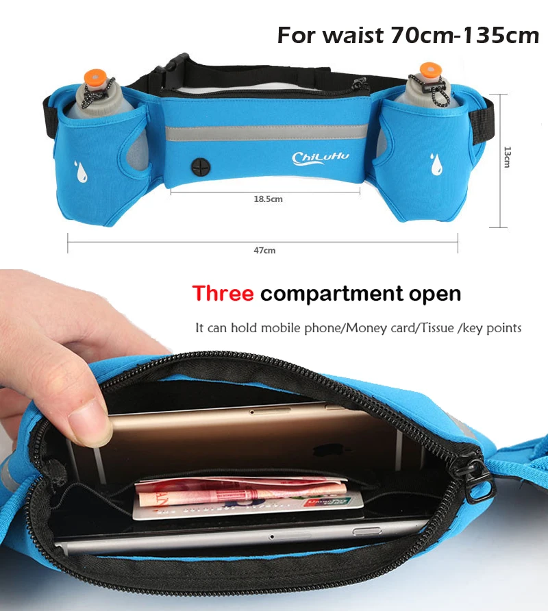 Мужская поясная сумка для бега марафона двойная бутылка воды дорожная походов