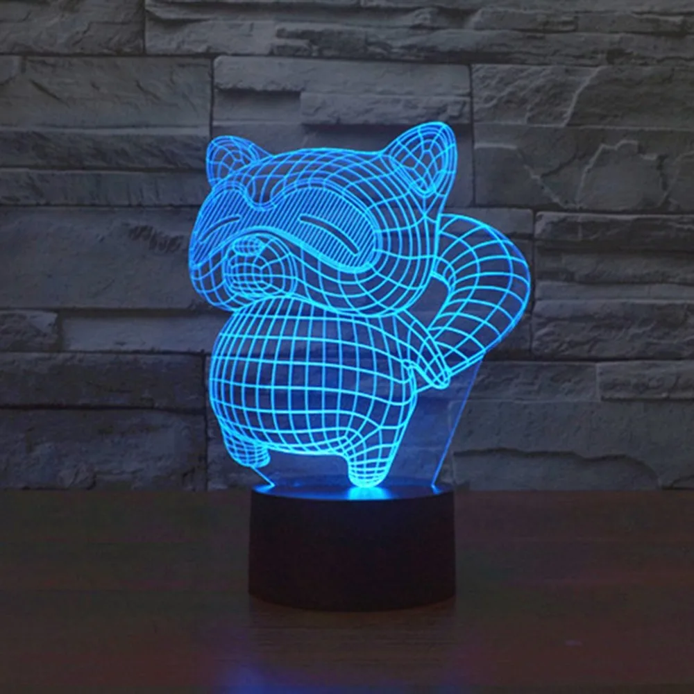 Енот творческий 3D светодио дный красочные led Vision подарок атмосфера настольная