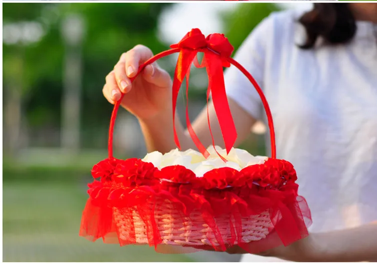 3D красные цветочные украшения Цветочная корзина для свадебной церемонии