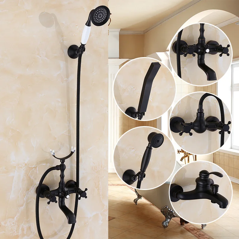 Простой настенный смеситель для ванной комнаты винтажный никель матовый черный