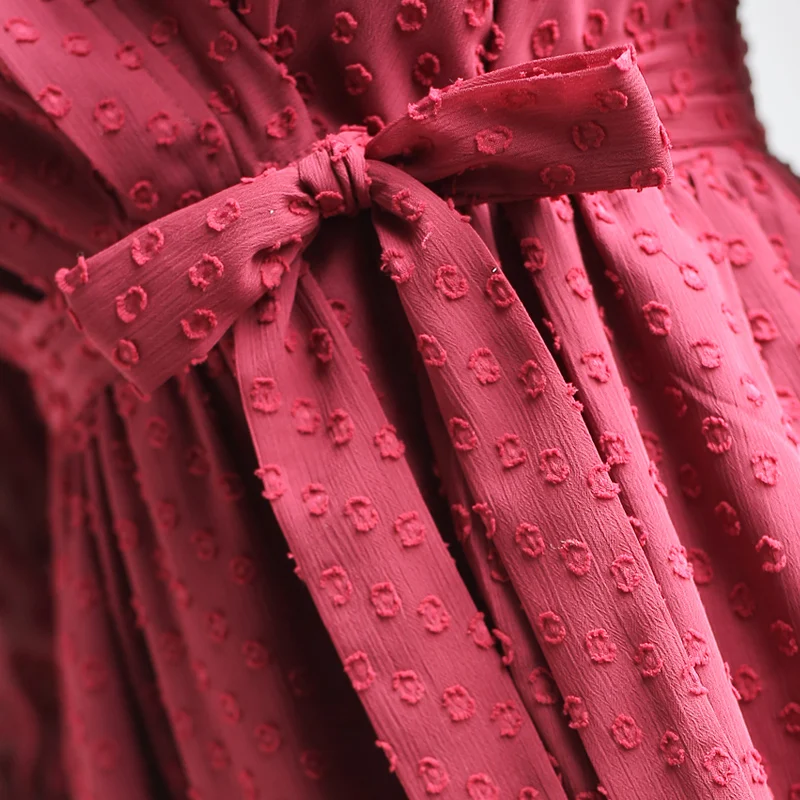 Только плюс модные красные трехмерная вышитые платье цветок шифон Для женщин