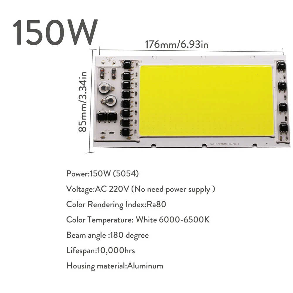 150W 20 Вт, 50 Вт, 100 Вт, 150 Вт, COB, умный IC светодиодный чип, шарик, лампа без необходимости, драйвер, холодный белый, высокая мощность, AC 220 В, для DIY, прожектор, прожектор - Испускаемый цвет: 150W