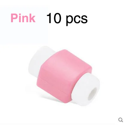 Pink 10 pcs 10 шт./лот, милый кабель, защита для наушников для iPhone, USB, цветное зарядное устройство для передачи данных, кабель для наушников, защитная крышка - Цвет: Pink 10 pcs