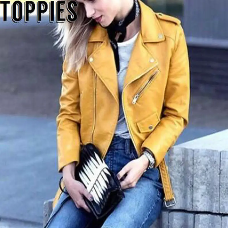 2019 Женская модная куртка из искусственной кожи для мотоцикла на молнии Мото