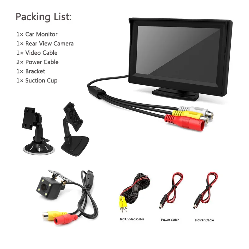LED YuanTing 5 дюймов TFT lcd Автомобильный монитор заднего вида+ парковочная камера заднего вида HD CCD ночного видения Водонепроницаемая - Название цвета: LED