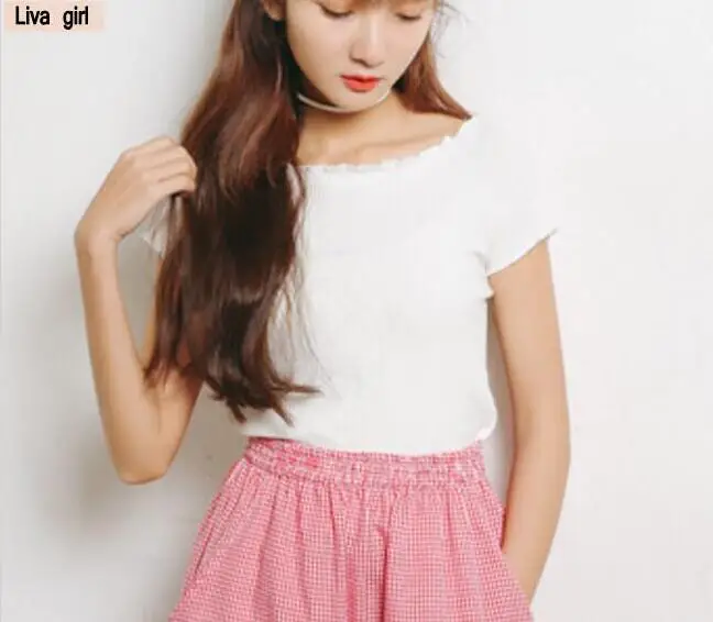 Оптовая слово воротник без бретелек рубашка сплошной цвет высокой талии